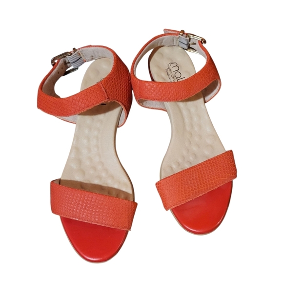 Malu Super Comfort Orange Block Heel Sandals Made In Brazil Size 6 - Picture 2 of 6